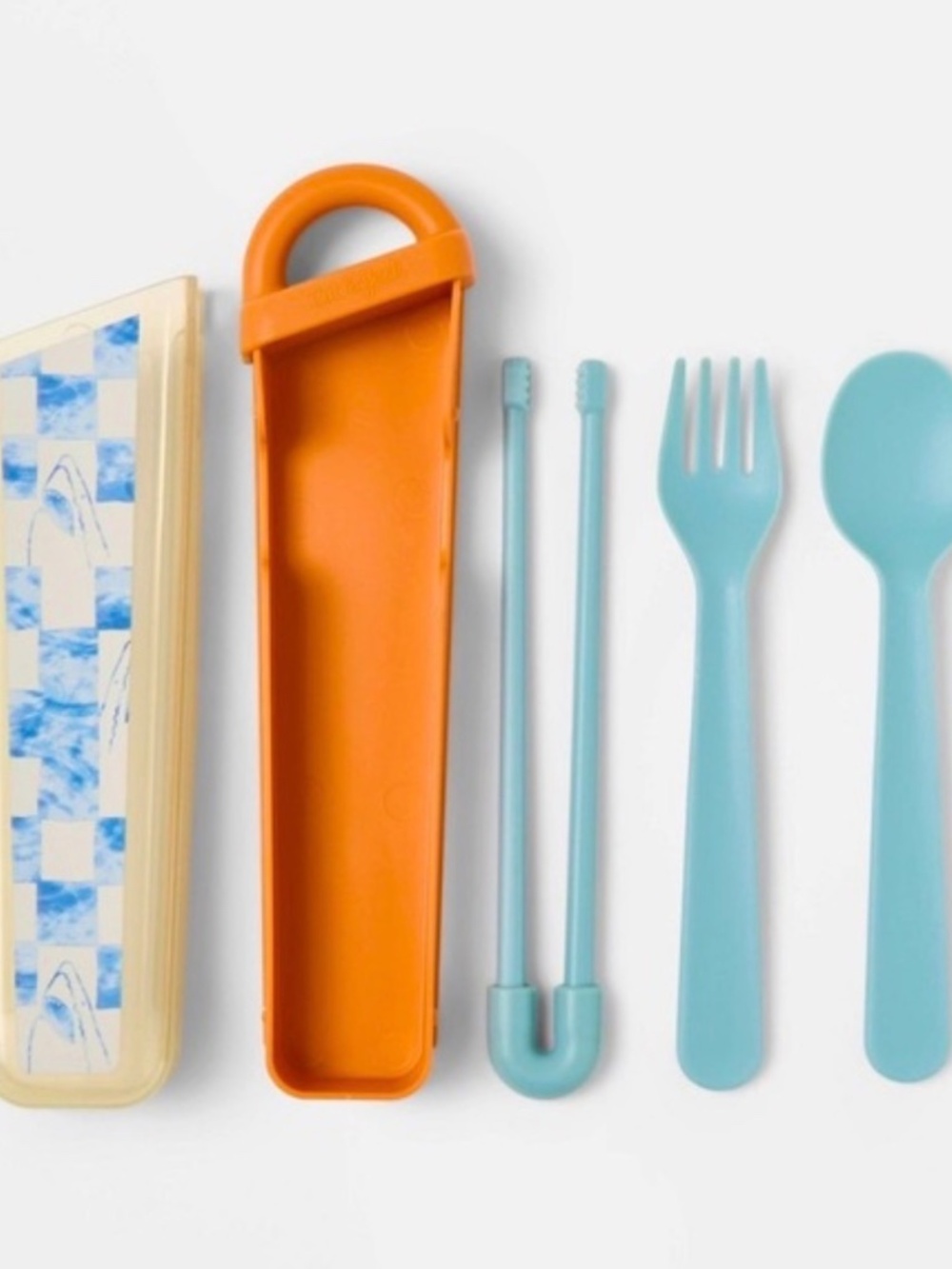 NEW Cat & Jack Kids' Plastic Travel 5-Piece Utensil Set - shark theme BPA Free
